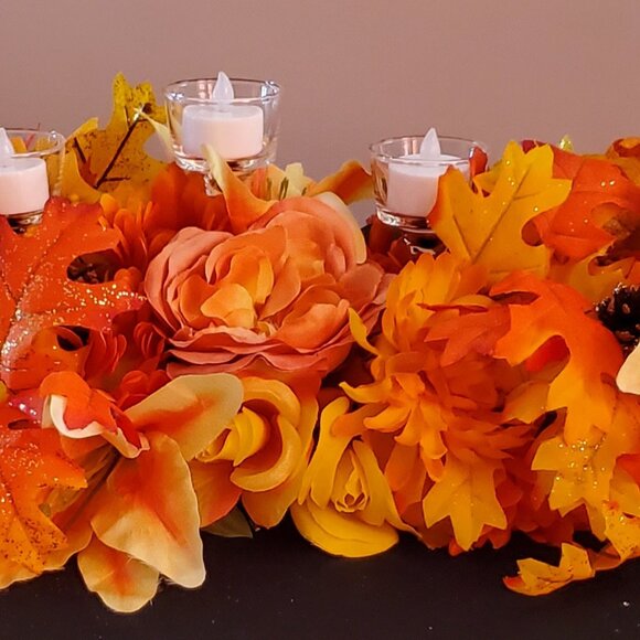 Fall Centerpiece with Tea Lights - Picture 2 of 3